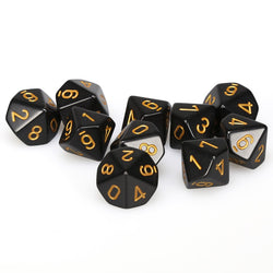 Chessex D10 10-Die Set: Opaque Black w/Gold