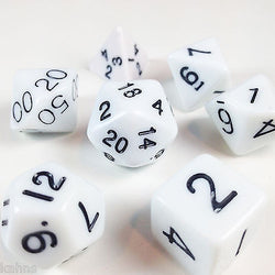 Chessex Polyhedral 7-Die Set: Opaque White w/Black