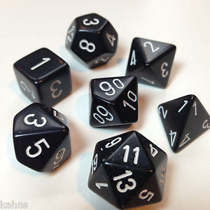 Chessex Polyhedral 7-Die Set: Opaque Black w/White