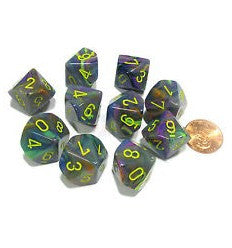 Chessex D10 10-Die Set: Festive Rio w/Yellow