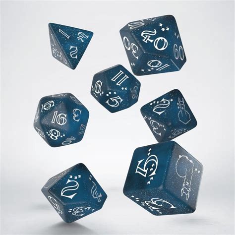 Shimmering Llama Dice Set: Dark Blue And White